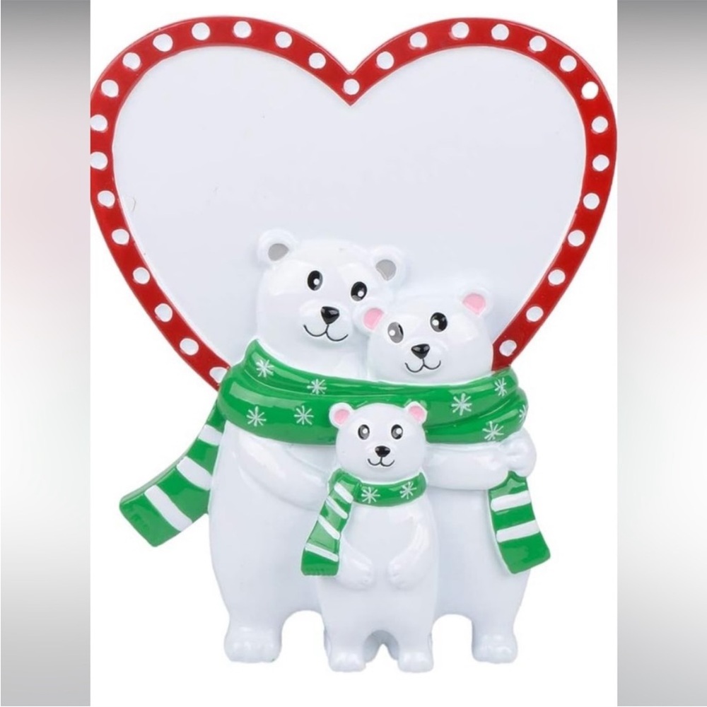 Family Of Three Personalized Polar Bear
Tabletop Ornament